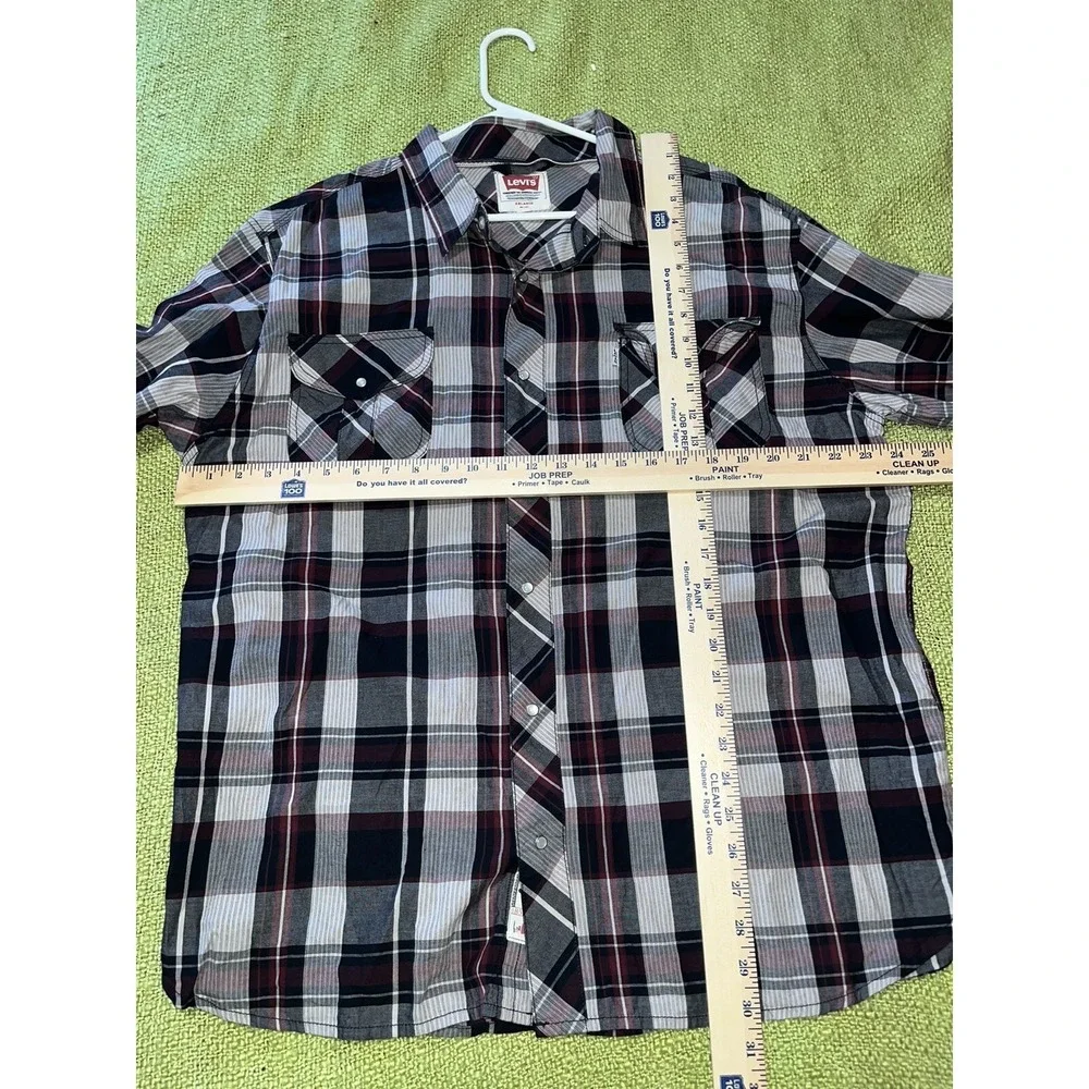 Levis western shirt Mens XXL 2XL Long Sleeve Button Up‎ Pearl Snap Plaid